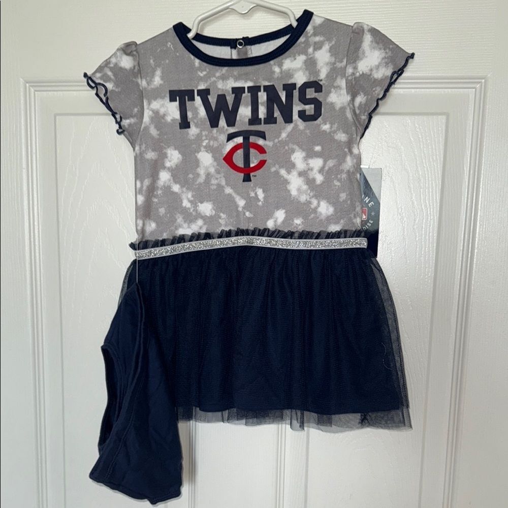 Minnesota Twins Graphic Dress with Tulle Skirt and undershort/ brief 2t  girl